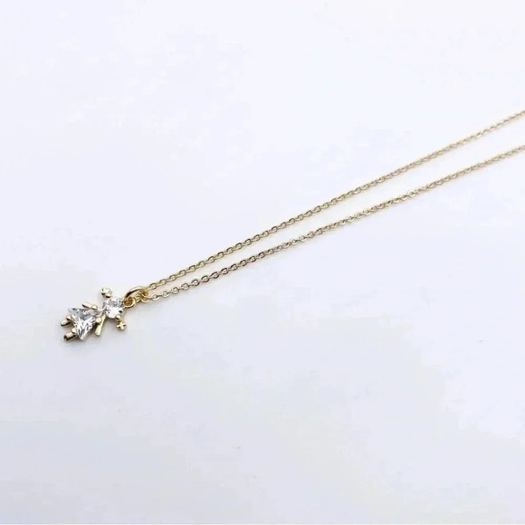 𝅺PETITE Rhinestone Girl Charm Necklace Mom Gift gold plated 🔅 - Picture 2 of 10